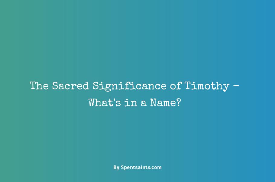 spiritual meaning of the name timothy